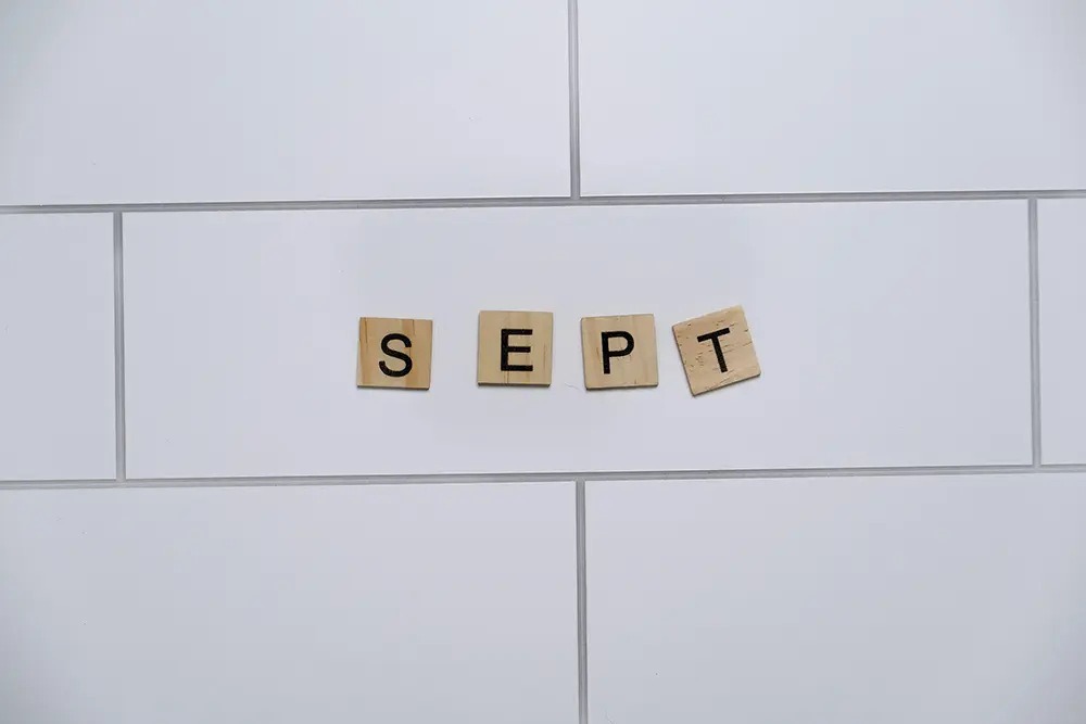 letter tiles spelling SEPT representing September for National Recovery Awareness Month events and activities.
