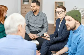 Group counseling session at a Florida substance abuse treatment center helping patients build connection and support.