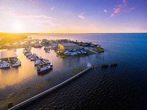 Aerial view of Lake Monroe in Sanford Florida.