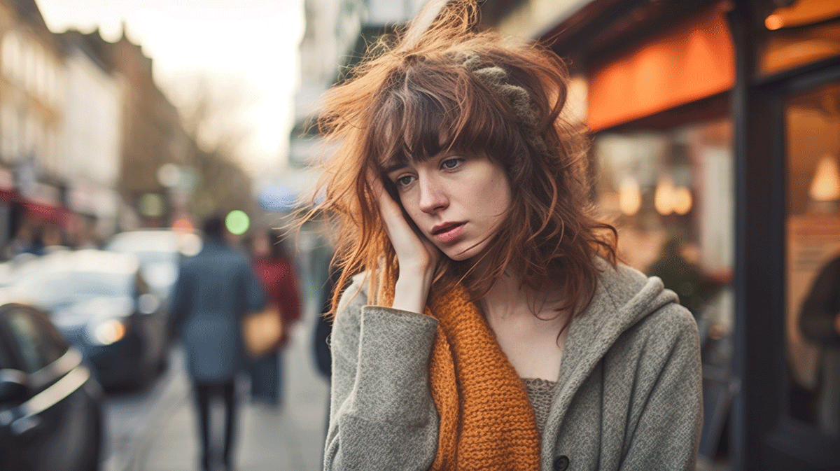 a person looks disheveled walking down a city street to show what happens when bipolar disorder goes untreated