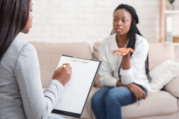 a woman seeking out psychotherapy options
