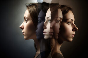 a person with multiple mirror selfs to represent treatment for dissociative disorders 