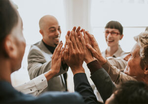 a therapy group meets within a mental health aftercare program