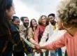 diverse community walking together at a recovery wwareness month event to honor healing and promote unity.