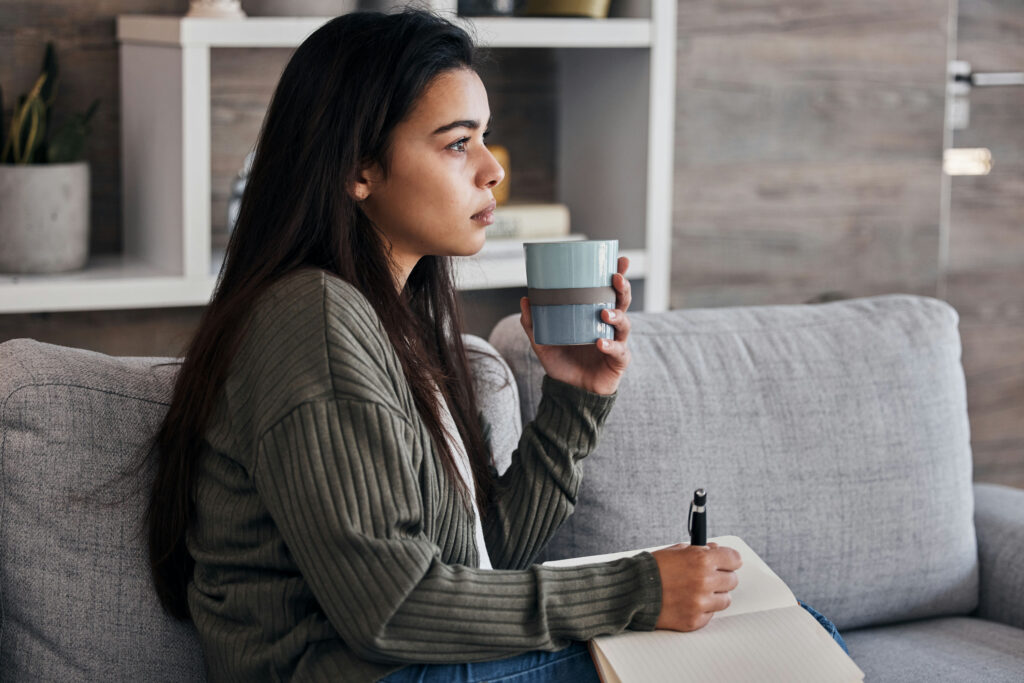 Adult reflecting while learning about borderline personality disorder symptoms and treatment options